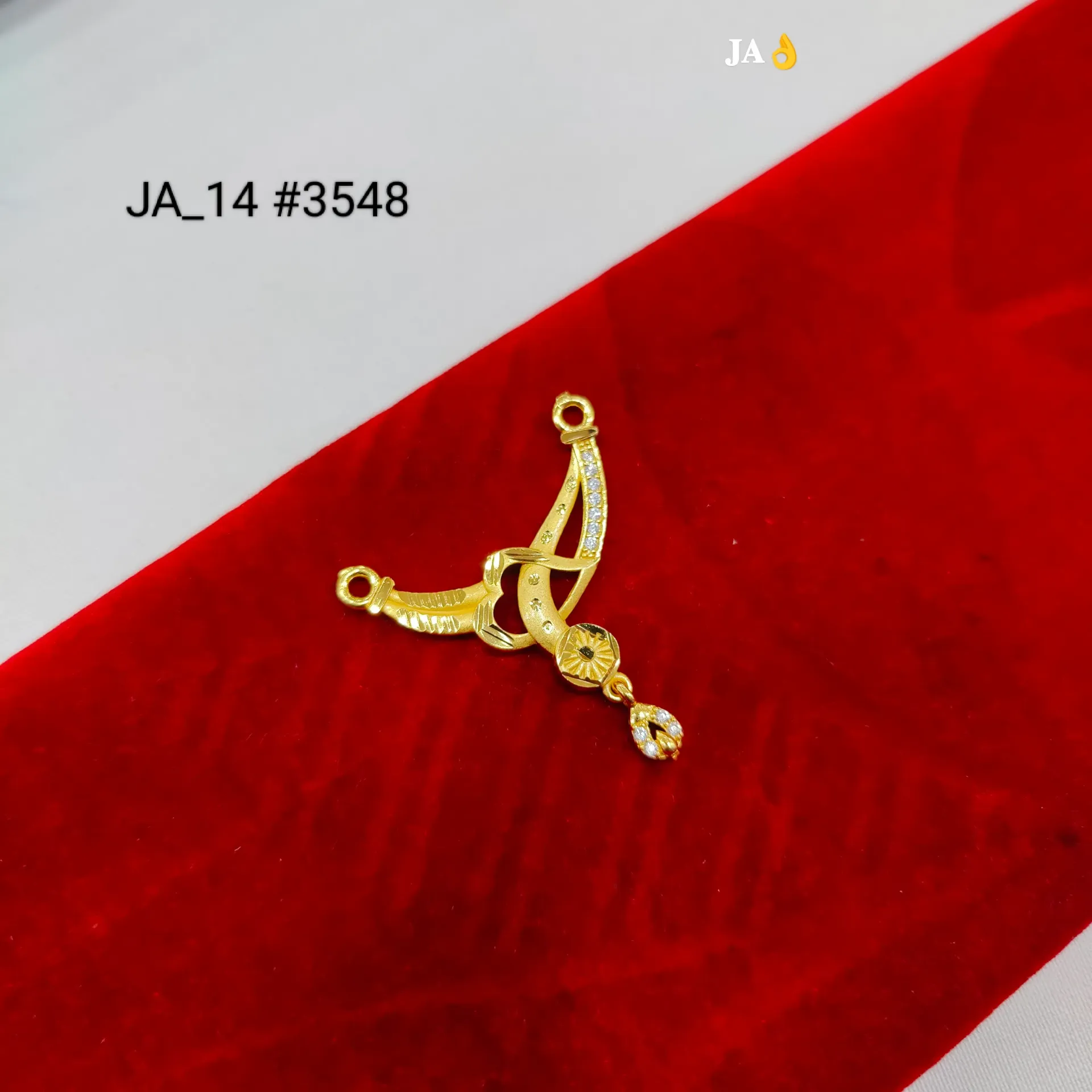 Elegant Curved Gold Nath Pendant with Stone Drop DN-3548