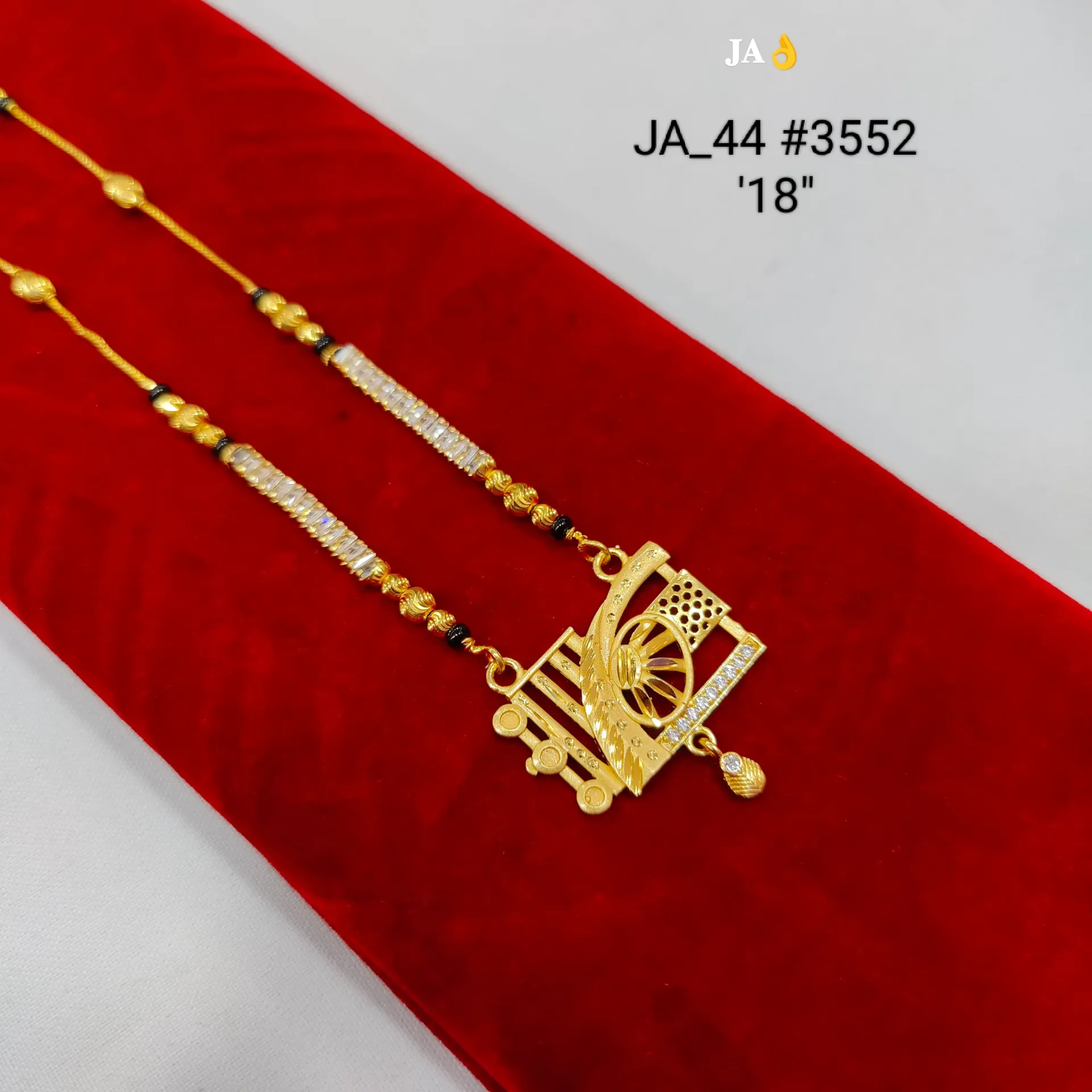 1 Gram Gold Plated Stone Studded Designer Mangalsutra DN-3552