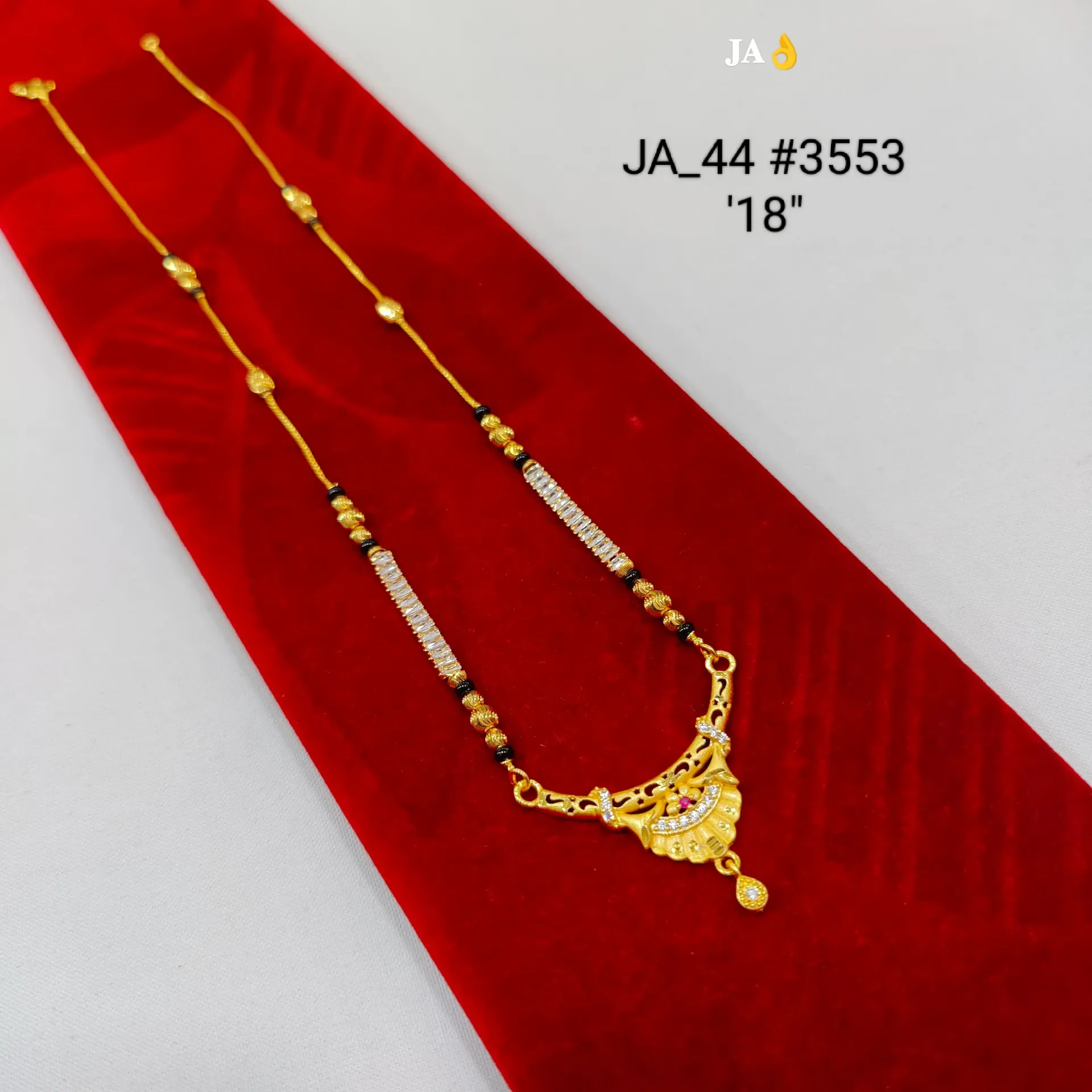 1 Gram Gold Plated Stone Studded Designer Mangalsutra DN-3553