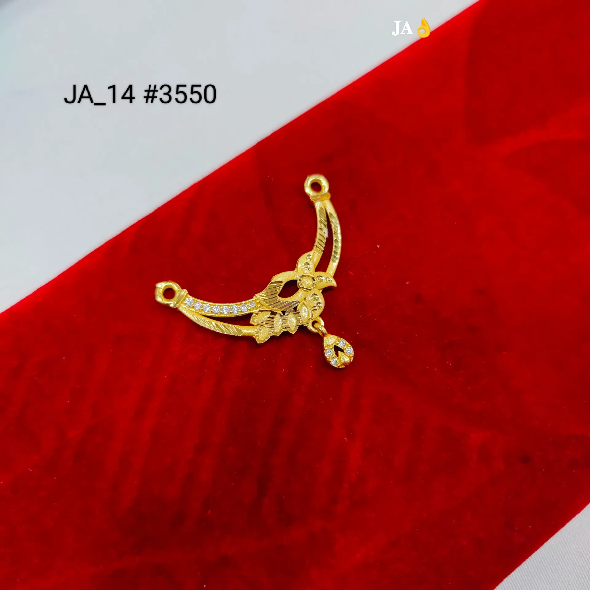 Royal Floral Curve Gold Nath Pendant with Stone Drop DN-3550