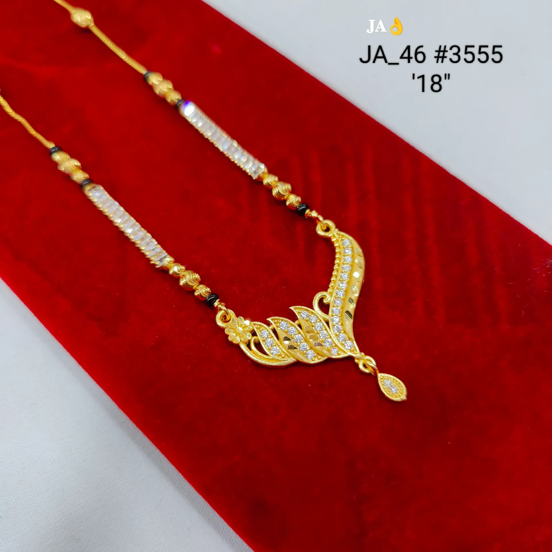 1 Gram Gold Plated Stone Studded Designer Mangalsutra DN-3555