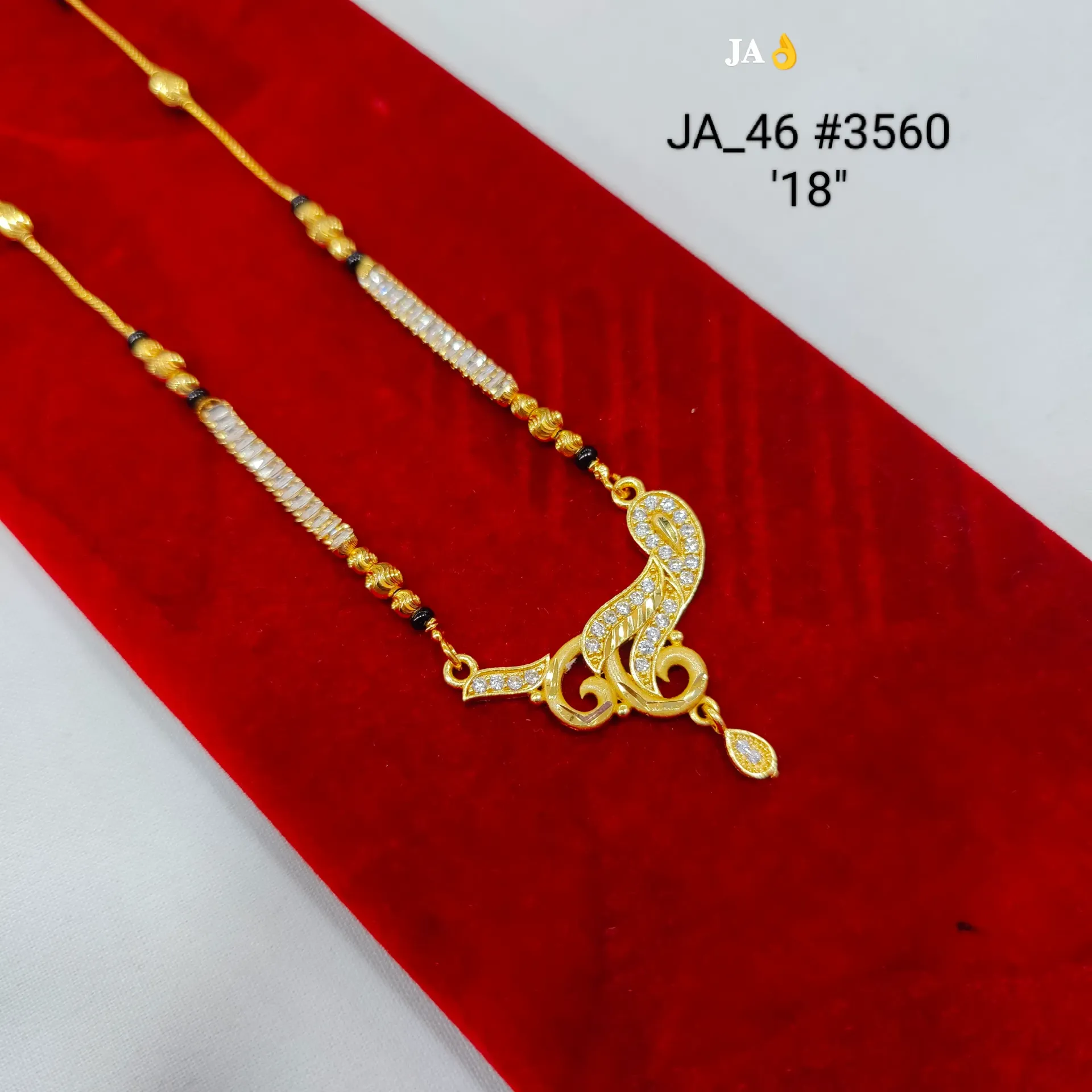 1 Gram Gold Plated Stone Studded Designer Mangalsutra DN-3560