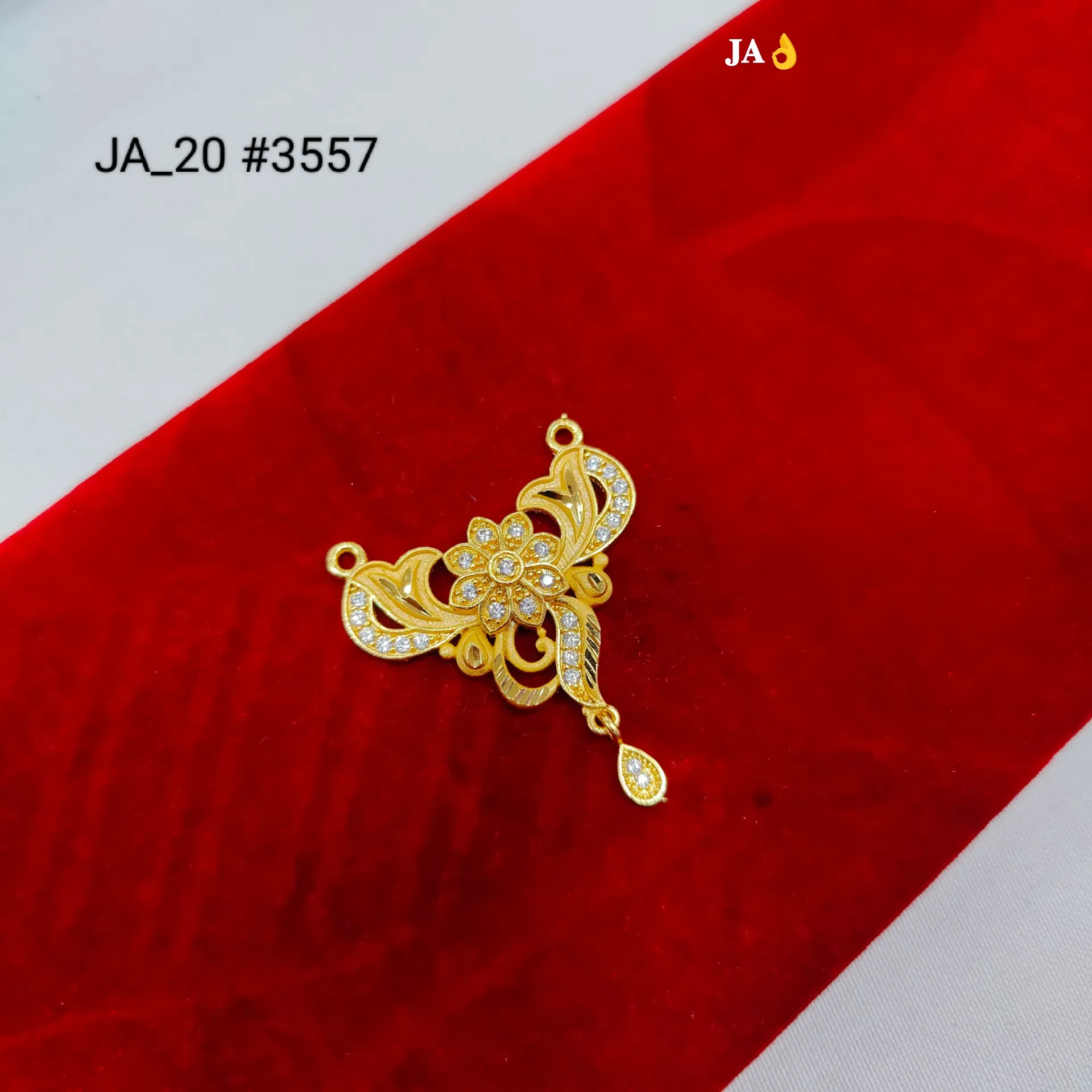 Royal Floral Butterfly Gold Nath Pendant with Stone Drop DN-3557