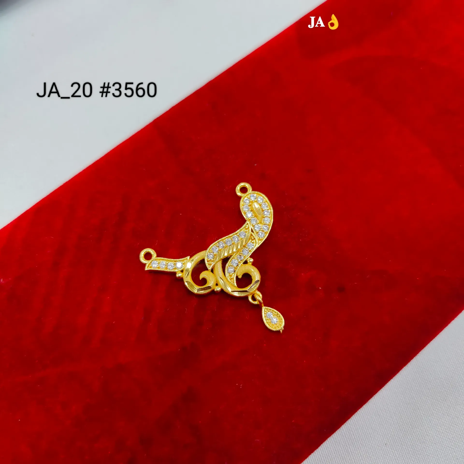 Royal Paisley Curve Gold Nath Pendant with Stone Drop DN-3560