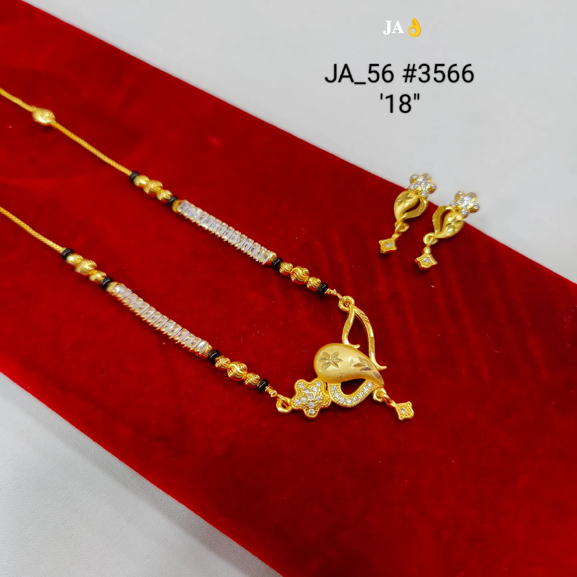 1 Gram Gold Plated Stone Studded Designer Mangalsutra Set DN-3566