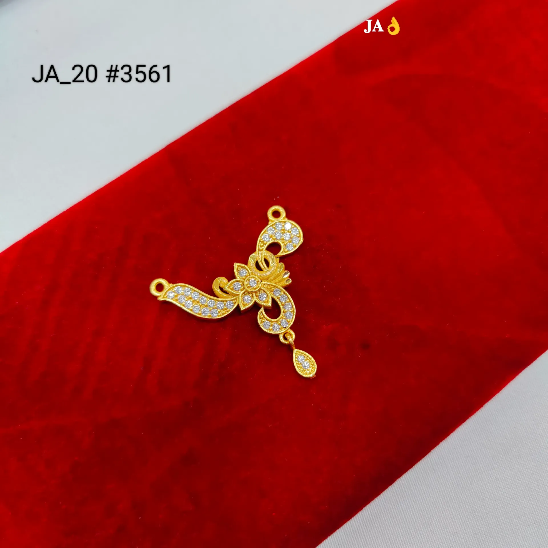Elegant Floral Swirl Gold Nath Pendant with CZ Stones DN-3561