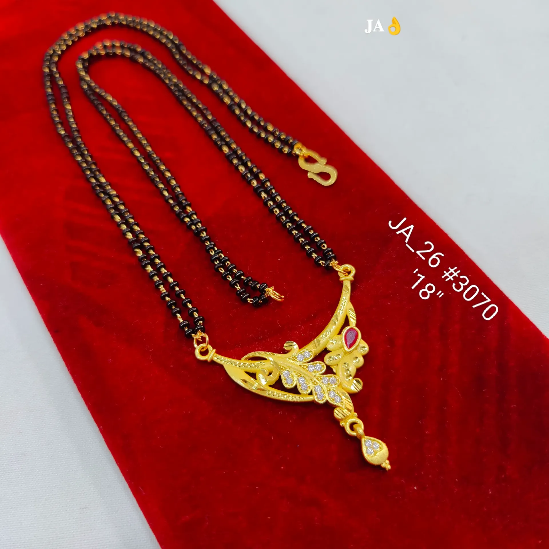 1 Gram Gold Plated Designer CZ Mangalsutra DN-3070