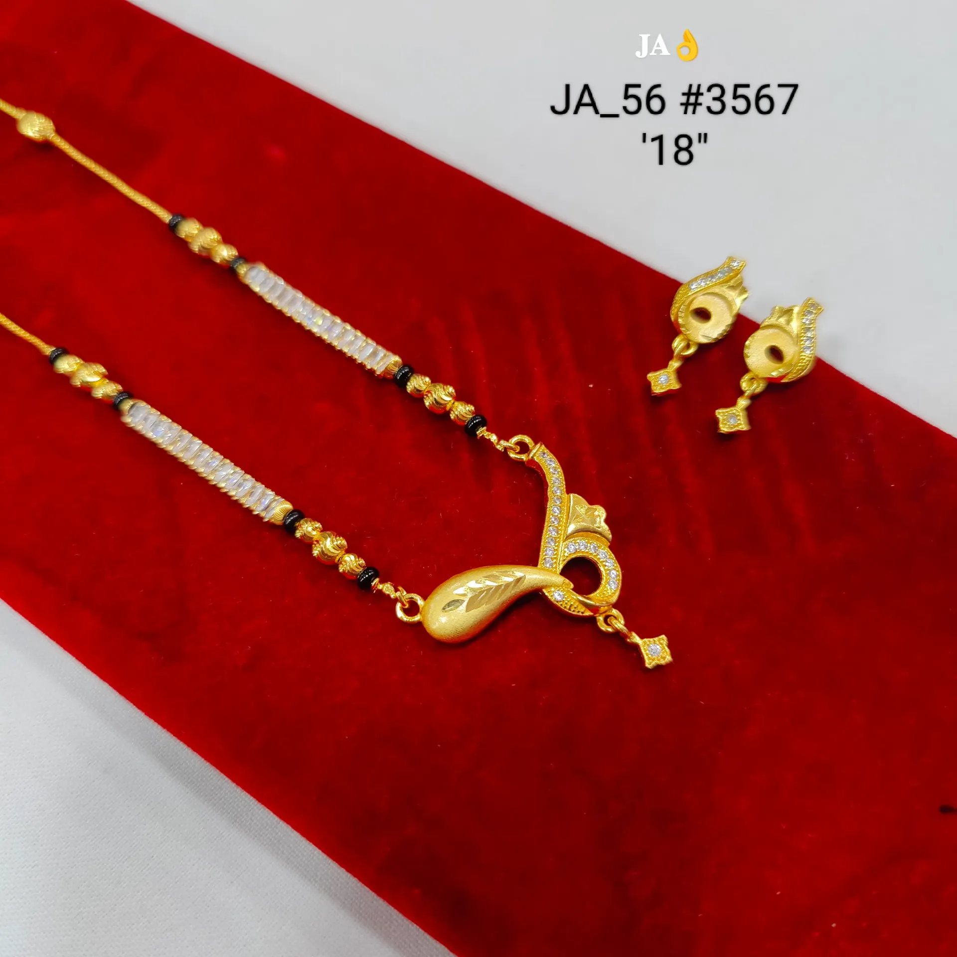 1 Gram Gold Plated Stone Studded Designer Mangalsutra Set DN-3567