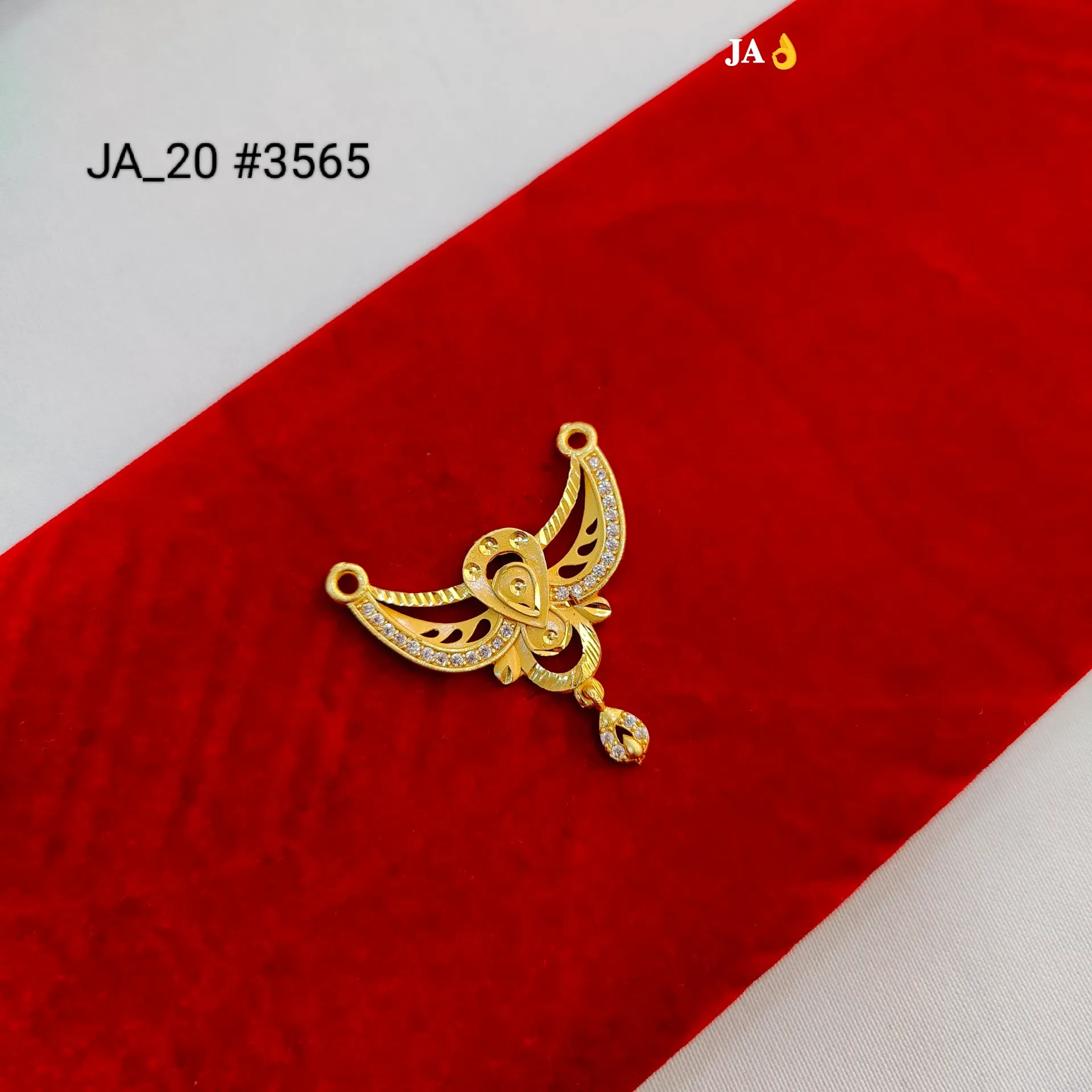 Royal Butterfly Curve Gold Nath Pendant with CZ Stones DN-3565