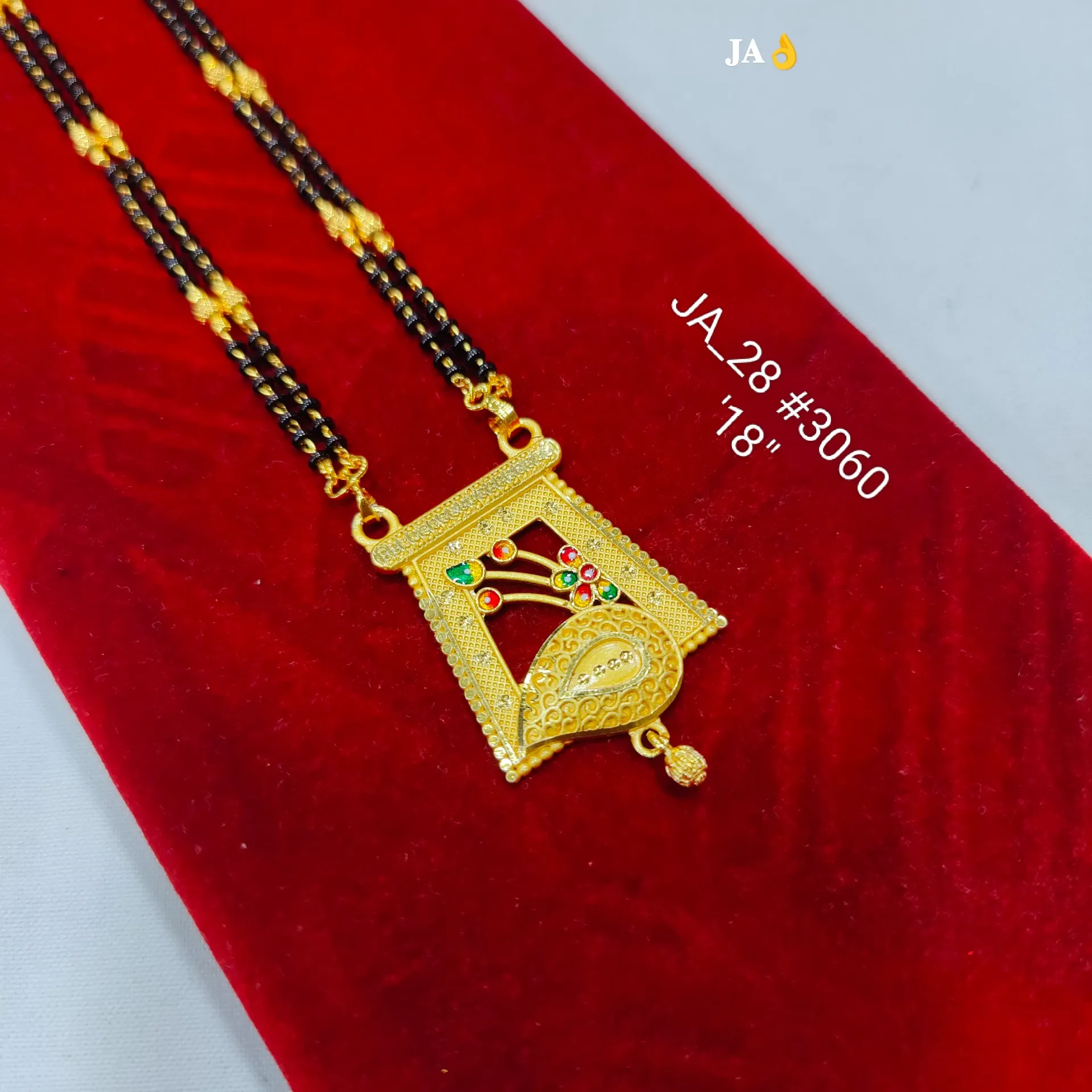 1 Gram Gold Plated Designer Geometric Pendant Double Chain Mangalsutra DN-3060